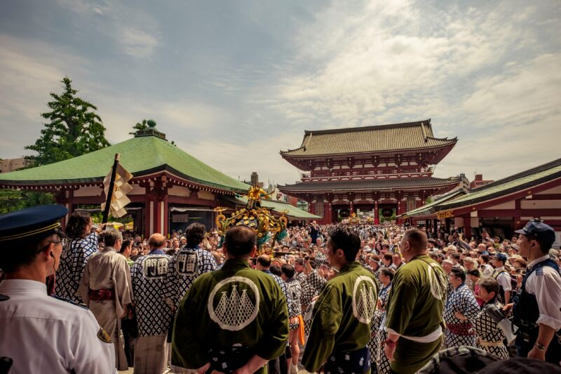 omikoshi festival in template japan