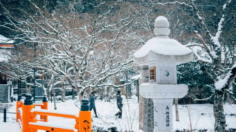 japan winter season temple