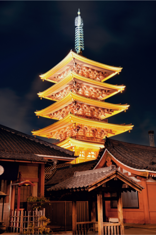 temple at night tokyo